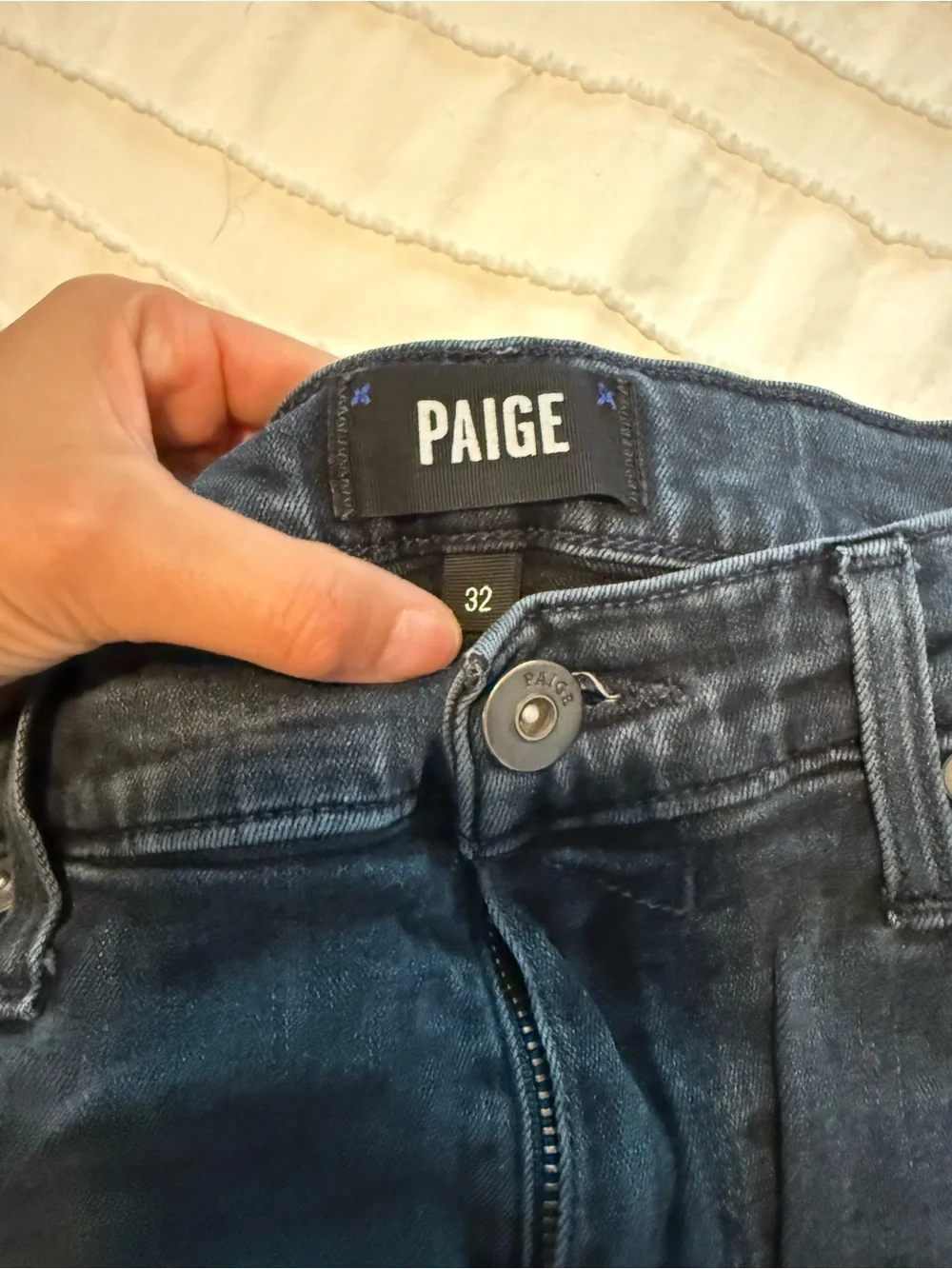 PAIGE Men’s Straight Leg Jeans in Black-Blue Wash